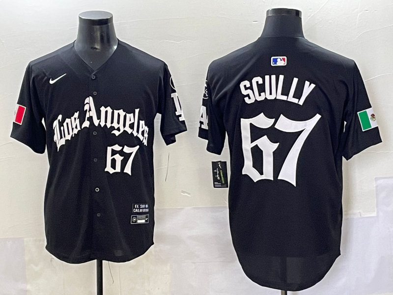 Men's Los Angeles Dodgers Vince Scully #67 Black Limited Jersey